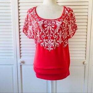 2/$25 B.L.E.U. Pink Short Sleeve Scoop Neck Shirt Size Small